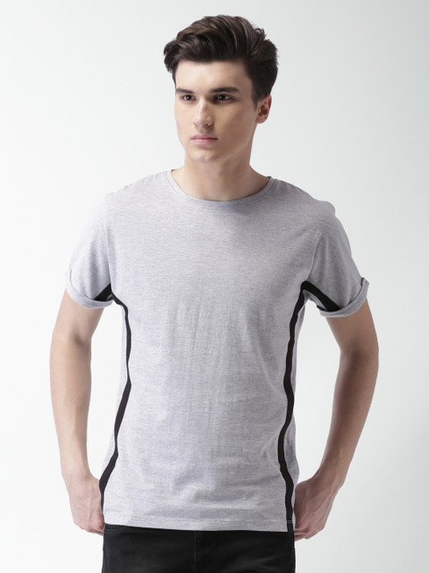 

Blue Saint Men Grey Solid Round Neck T-shirt