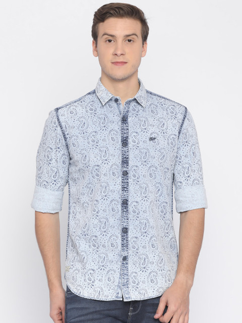 

Ed Hardy Men Blue Slim Fit Printed Casual Shirt