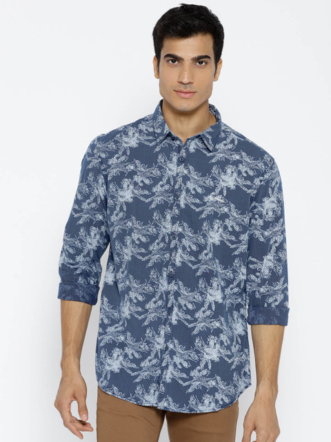 

Ed Hardy Men Blue Slim Fit Printed Casual Shirt