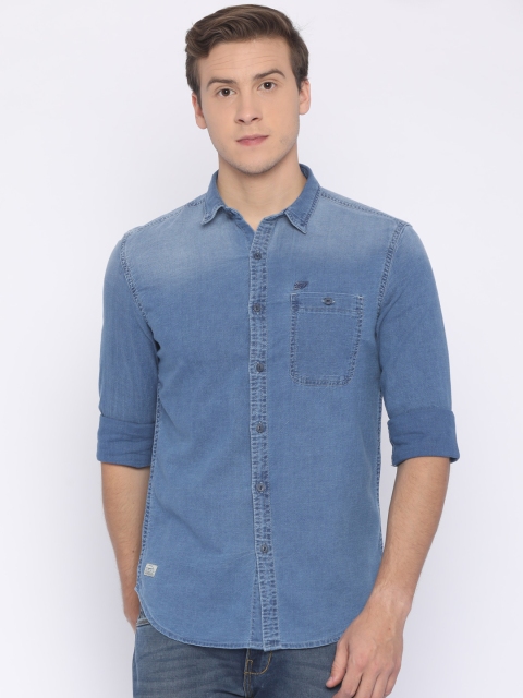

Ed Hardy Men Blue Slim Fit Faded Casual Shirt