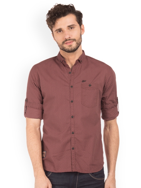 

Ed Hardy Men Maroon Slim Fit Printed Casual Shirt