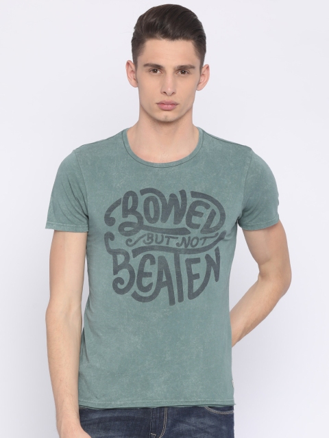

Ed Hardy Men Green Printed Round Neck Pure Cotton T-shirt