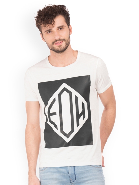 

Ed Hardy Men White Printed Round Neck Pure Cotton T-shirt