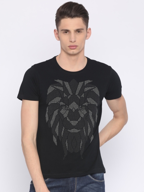 

Ed Hardy Men Black Printed Round Neck Pure Cotton T-shirt