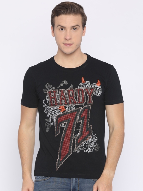 

Ed Hardy Men Black Printed Round Neck Pure Cotton T-shirt