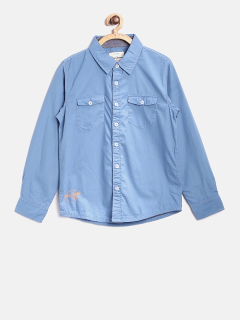 

Pepe Jeans Boys Blue Regular Fit Solid Casual Shirt