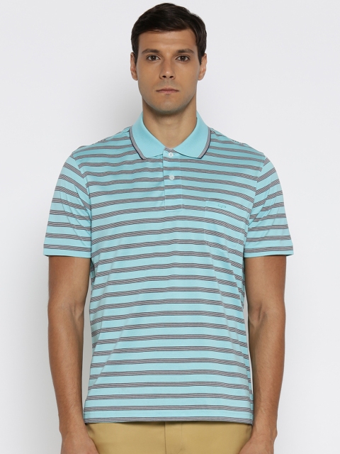 

ColorPlus Men Blue Striped Polo Collar T-shirt