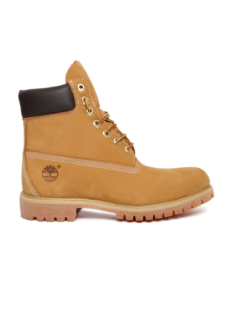 

Timberland Men Tan Brown AF 6IN PREM Solid Leather High-Top Flat Boots