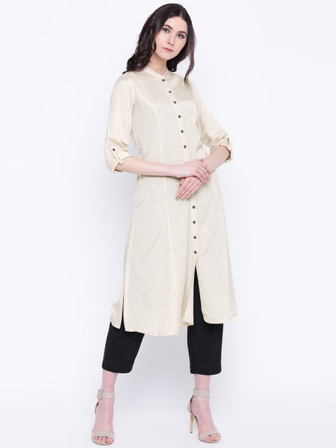 

Biba Women Beige Solid A-Line Kurta