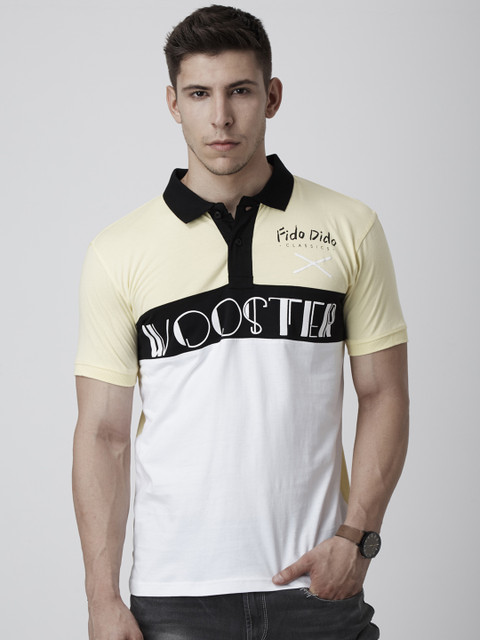 

FIDO DIDO Men Yellow Printed Polo Collar T-shirt