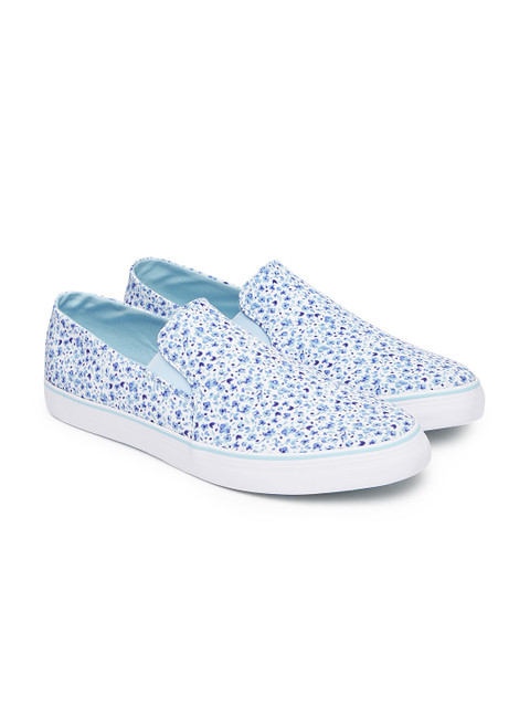 

United Colors of Benetton Men Blue & White Printed Slip-On Sneakers
