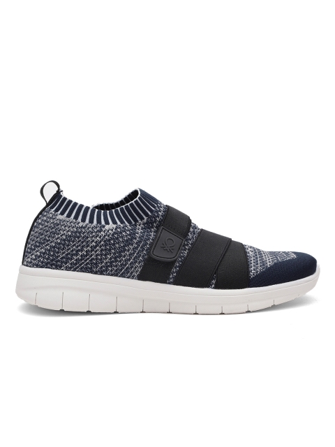 

United Colors of Benetton Men Navy Blue Woven-Design Slip-On Walking Shoes