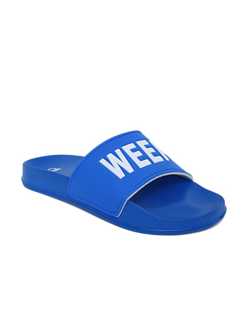 

United Colors of Benetton Men Blue Printed Sliders