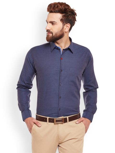

Hancock Men Navy Blue Slim Fit Solid Formal Shirt