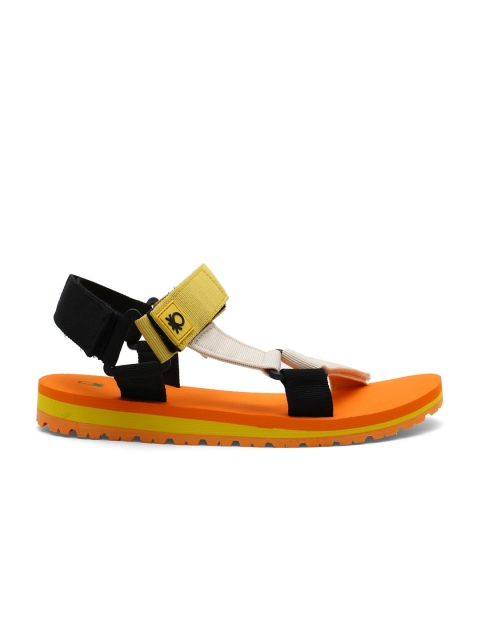 

United Colors of Benetton Men Beige & Yellow Sports Sandals