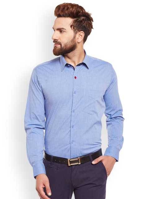 

Hancock Men Blue Slim Fit Solid Formal Shirt