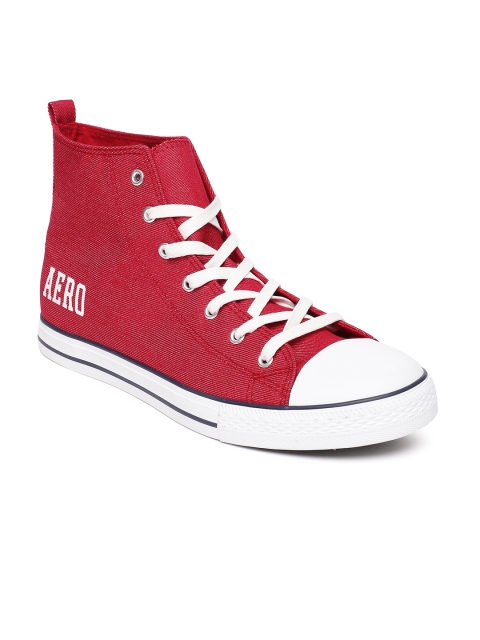 

Aeropostale Men Red Solid Canvas Mid-Top Sneakers