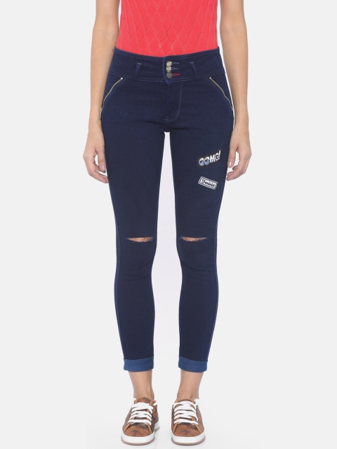

Code 61 Women Blue Skinny Fit Mid-Rise Slash Knee Stretchable Jeans