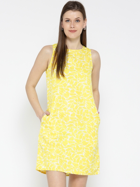

AND Women Yellow Printed A-Line Dress