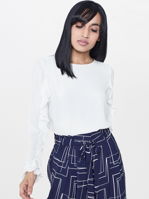 

AND Women White Solid Top