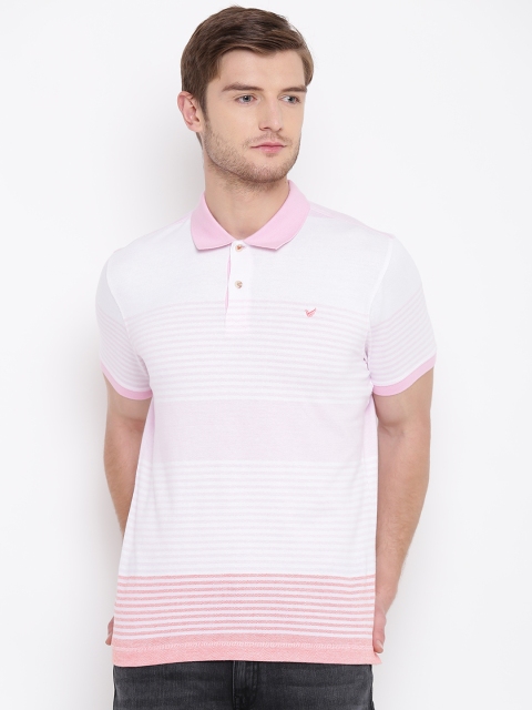 

Blackberrys Men Pink & White Striped Polo Collar T-shirt