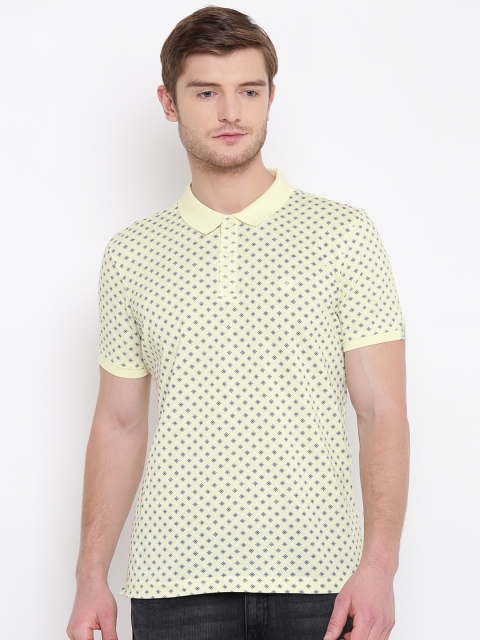 

Blackberrys Men Yellow & Blue Printed Polo Collar T-shirt