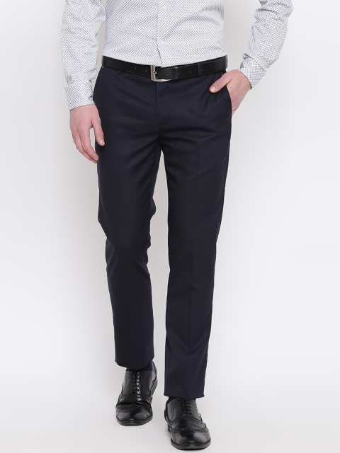 

Blackberrys Men Navy Solid Formal Trousers, Navy blue