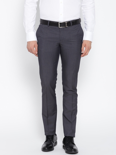 

Blackberrys Men Navy Regular Fit Solid Formal Trousers, Navy blue