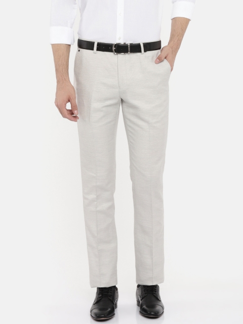

Blackberrys Men Beige Sharp Skinny Fit Self Design Formal Trousers