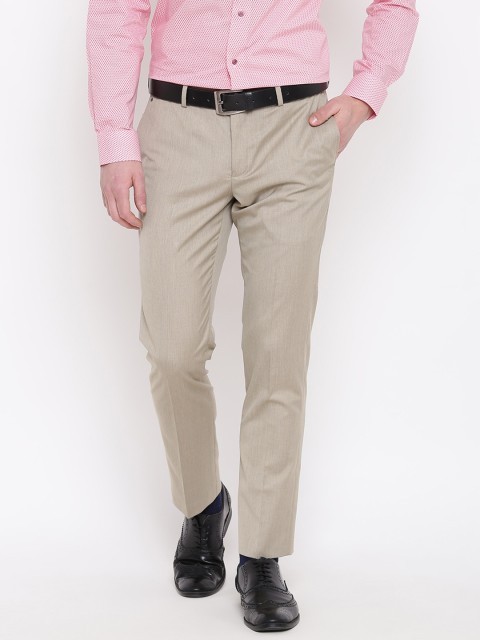 

Blackberrys Men Beige Regular Fit Solid Formal Trousers