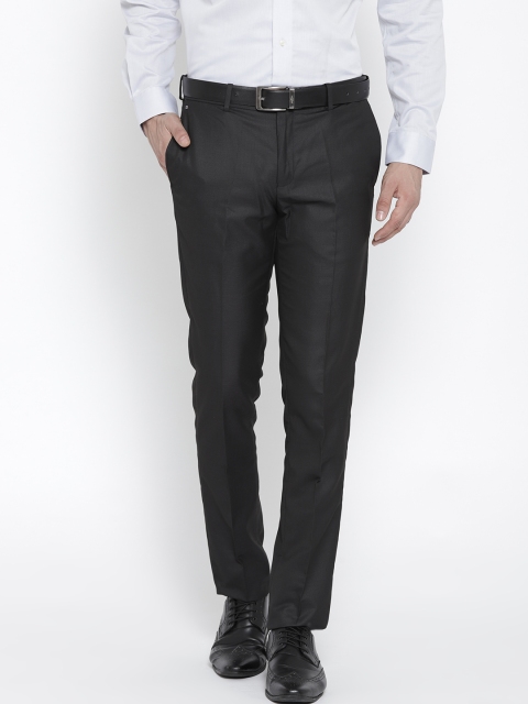 

Blackberrys Men Charcoal Solid Grey Regular Fit Formal Trousers