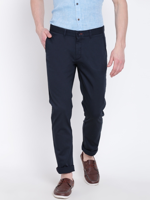 

Blackberrys Men Navy Blue Sharp Fit Solid Regular Trousers