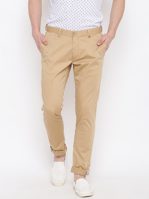 

Blackberrys Men Beige Regular Fit Solid Chinos