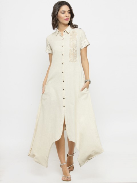 

Varanga Women Off-White Solid Shirt Dress