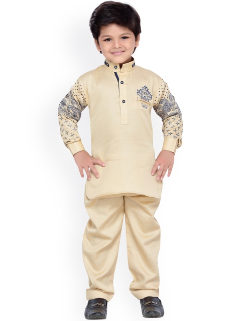 

Aj DEZInES Boys Beige Printed Kurta with Salwar