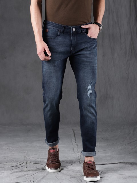 

WROGN Men Blue Slim Fit Mid-Rise Mildly Distressed Stretchable Jeans