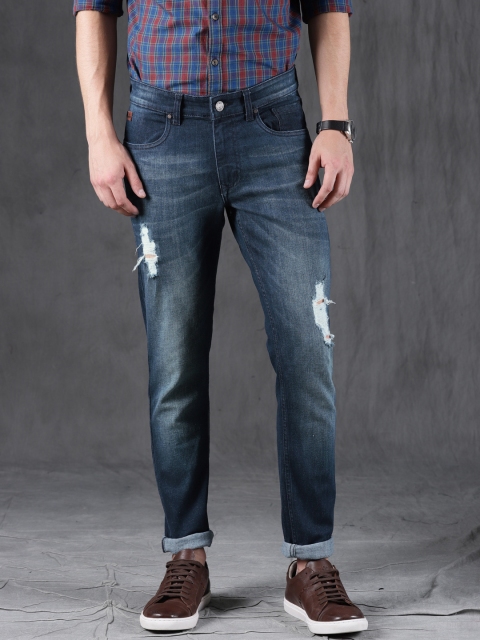 

WROGN Men Blue Slim Fit Mid-Rise Mildly Distressed Stretchable Jeans