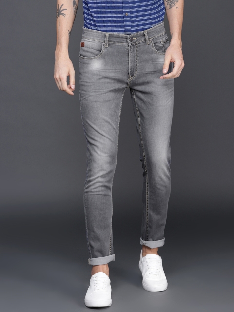 

WROGN Men Grey Slim Fit Mid-Rise Clean Look Stretchable Jeans