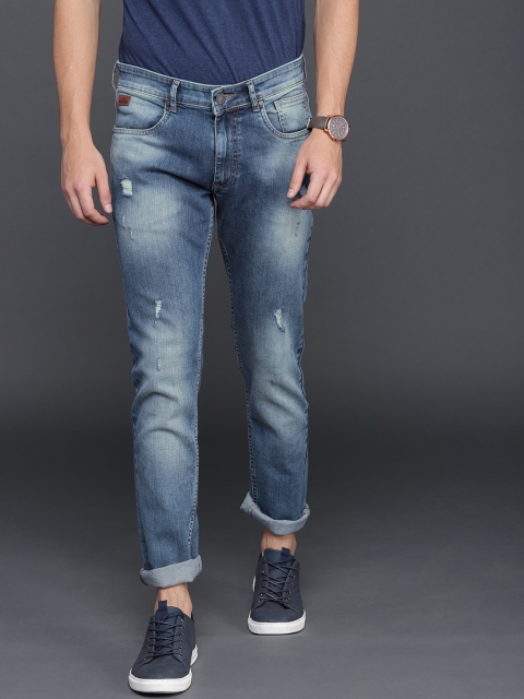 

WROGN Men Blue Slim Fit Mid-Rise Mildly Distressed Stretchable Jeans