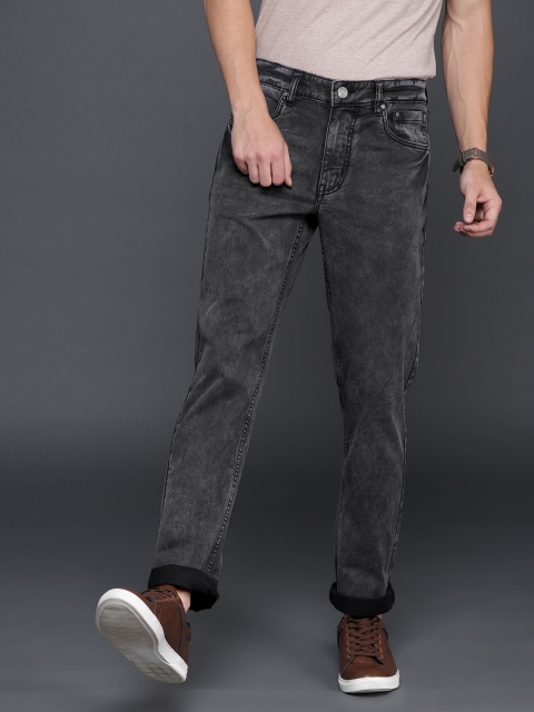 

WROGN Men Charcoal Grey Slim Fit Mid-Rise Clean Look Stretchable Jeans