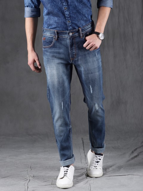 

WROGN Men Blue Slim Fit Mid-Rise Mildly Distressed Stretchable Jeans
