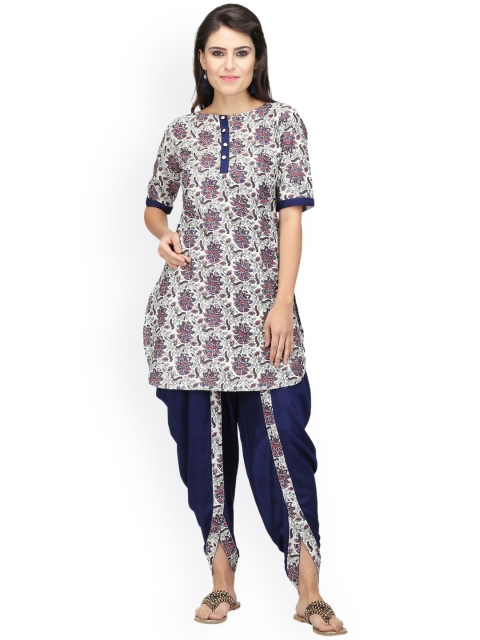 

Abhishti Women White Printed A-Line Pure Cotton Kurti
