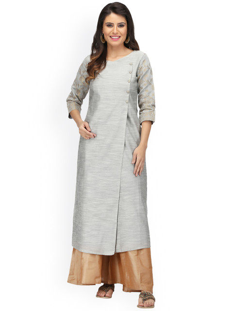 

Abhishti Women Grey Solid A-Line Kurta