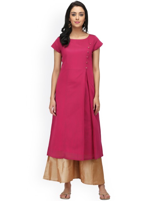 

Abhishti Women Pink Solid A-Line Kurta
