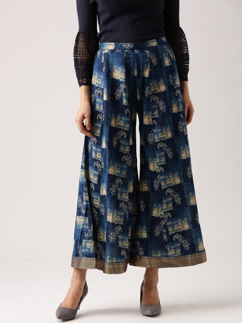 

Libas Women Blue & Beige Printed Flared Palazzos