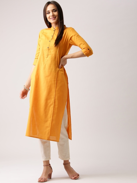 

Libas Women Yellow Solid Straight Kurta