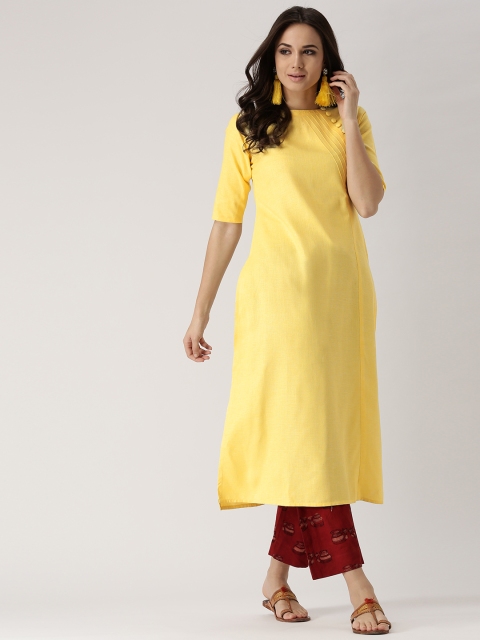 

Libas Women Yellow Solid A-Line Kurta