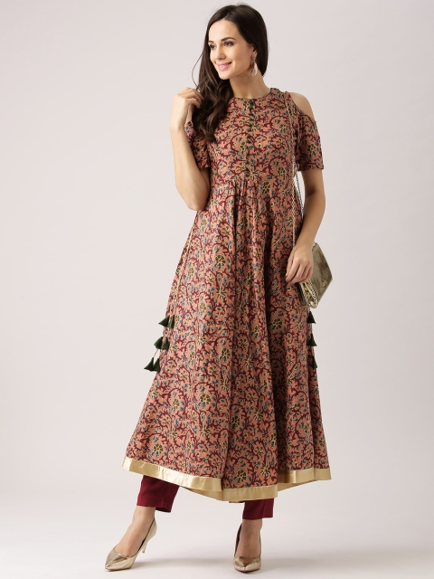 

Libas Women Dusty Pink & Burgundy Printed Anarkali Kurta