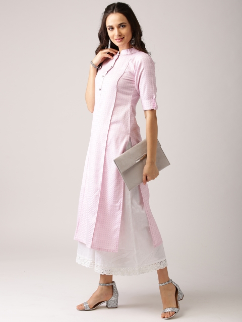 

Libas Women Pink Checked Straight Kurta