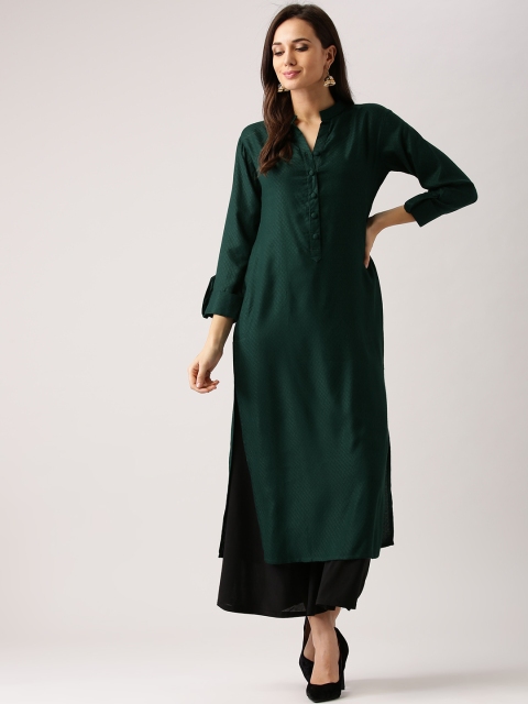 

Libas Women Green Woven Design Straight Kurta